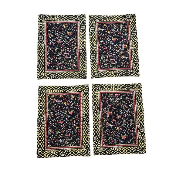 Vintage Vera Bradley 4 Placemats & Napkins Asian Oriental Quilted Retired - Picture 2 of 11